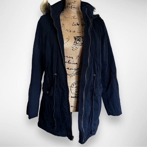 GAP Women’s Navy Anorak Sherpa Lined Utility Jacket Medium |‎ EUC - Picture 5 of 10